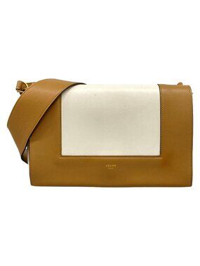 Celine Shoulder Bag Frame White Light Brown Leather